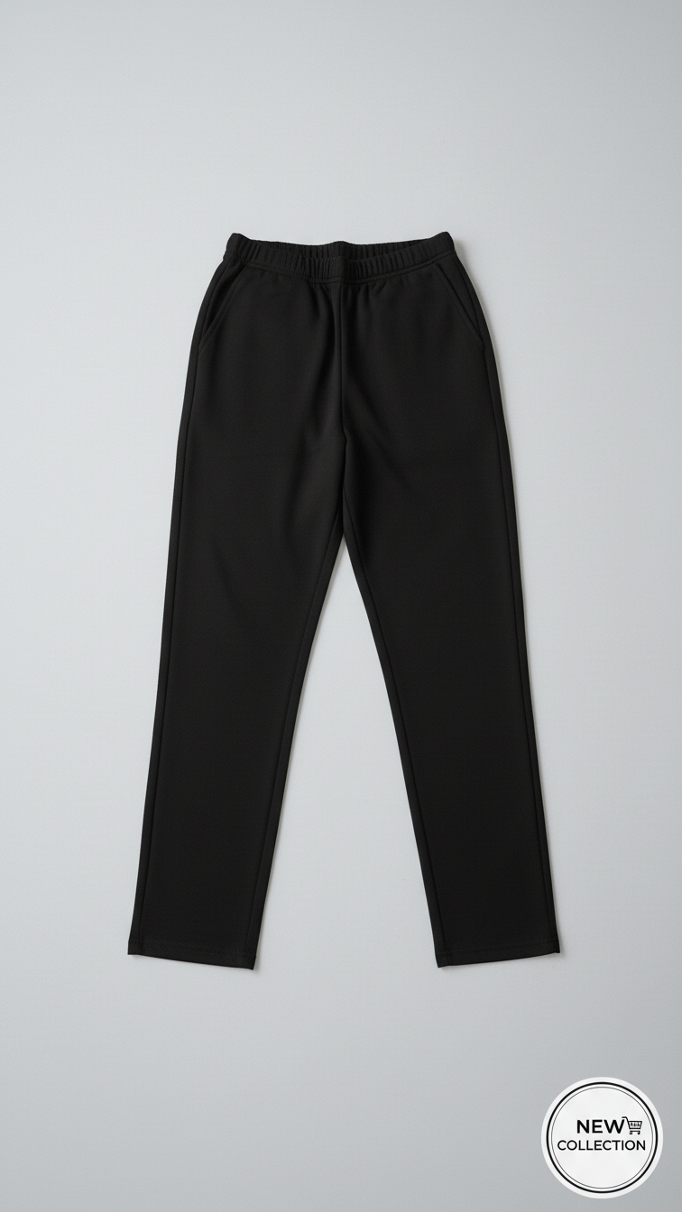Black pants on a light gray background with 'New Collection' label.